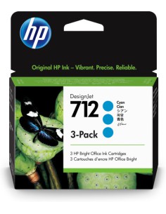HP Paquete de 3 cartuchos de Tinta DesignJet 712 cian de 29 ml