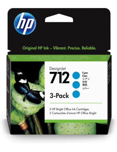 HP Paquete de 3 cartuchos de Tinta DesignJet 712 cian de 29 ml