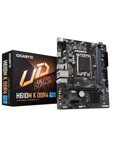 PLACA GIGABYTE H610M K DDR4,INTEL,1700,H610,2DDR4,64GB,HDMI,GBLAN,2SATA3+M.2,4USB3.2,MATX