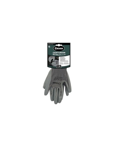 GUANTES DE TRABAJO CENTURION NITRILO/NYLON GRIS T9-GRANDE L CEGASA 327100