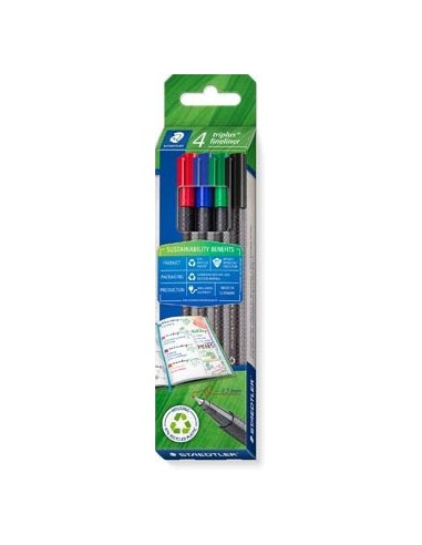 ESTUCHE ROTULADOR TRIPLUS FINELINER 334 ECO EDITION. 4 UNIDADES COLORES SURTIDOS STAEDTLER 334 RC4