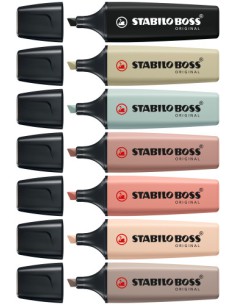 STABILO BOSS NatureColors marcador 6 pieza(s) Punta de cincel Negro, Bronce, Verde, Gris, Verde claro