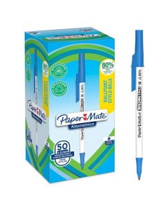 CAJA 50 BOLÍGRAFOS PAPER MATE KILOMÉTRICO PUNTA MEDIANA (1,0MM) TINTA AZUL 80% PLÁSTICO RECICLADO PAPER MATE 2187702