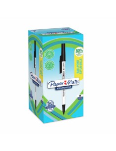 CAJA 50 BOLÍGRAFOS PAPER MATE KILOMÉTRICO PUNTA MEDIANA (1,0MM) TINTA NEGRA 80% PLÁSTICO RECICLADO PAPER MATE 2187701