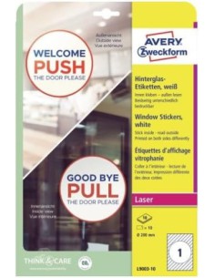 ADHESIVOS DE PAPEL PARA VENTANAS 200 MM 10 HOJAS POR PAQUETE. AVERY L9003-10