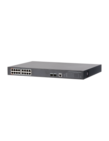 DAHUA - DH-PFS4218-16GT-240 - SWITCH POE 16 PUERTOS GIGABIT + 2 SFP UPLINK GIGABIT 240W 802.3AT MANEJABLE LAYER 2