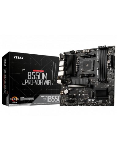 PLACA MSI B550M PRO-VDH WIFI,AMD,AM4,B550,4DDR4,128GB,VGA+HDMI+DP,GBLAN+WIFI+BT4.2,4SATA3+2M.2,5USB3.2,MATX