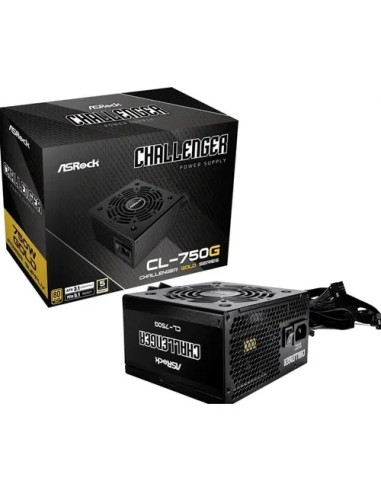 FUENTE ALIMENTACION ASROCK CL-750G,PSU,750W,80 PLUS GOLD,120MM,ACTIVE PFC,PCI-E 5.1 (12+4pin)x1,PCI-E (6+2 pin)x4,SATA (5 pin)x4