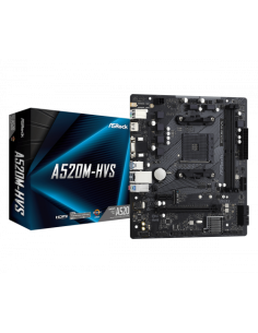 PLACA ASROCK A520M-HVS,AMD,AM4,A520,2DDR4,64,VGA+HDMI,4SATA3,1M.2,4USB2.0,2USB3.2,USB-C,1GB,MATX