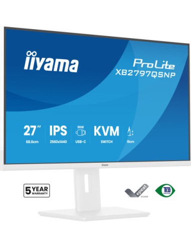 MONITOR IIYAMA PANTALLA PARA PC 68,6 CM (27") 2560 X 1440 PIXELES QUAD HD LED PANEL IPS AJUSTABLE USB-C KVM LAN WHITE VERSION