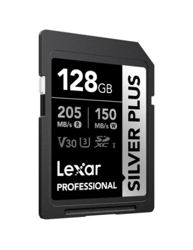LEXAR 128GB PROFESSIONAL SILVER PLUS SDXC UHS-I CARDS, UP TO 205MB/S READ 150MB/S WRITE C10 V30 U3