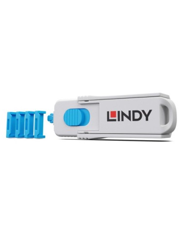Lindy 40320 bloqueador de puerto Bloqueador de puerto + clave HDMI Azul, Gris Acrilonitrilo butadieno estireno (ABS) 1 pieza(s)