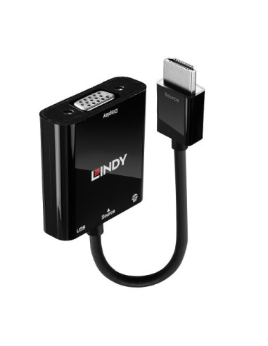Lindy 38285 adaptador de cable de vídeo 0,1 m HDMI tipo A (Estándar) VGA (D-Sub) Negro