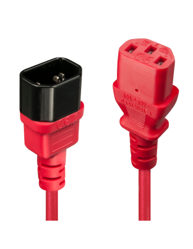 Lindy 30478 cable de transmisión Rojo 2 m C14 acoplador C13 acoplador