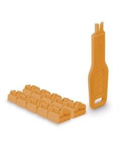 Lindy 47897 bloqueador de puerto Bloqueador de puerto + clave RJ-45 Naranja Acrilonitrilo butadieno estireno (ABS) 10 pieza(s)