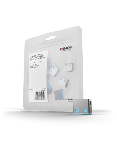 Lindy 40462 bloqueador de puerto USB tipo A Azul Acrilonitrilo butadieno estireno (ABS) 10 pieza(s)