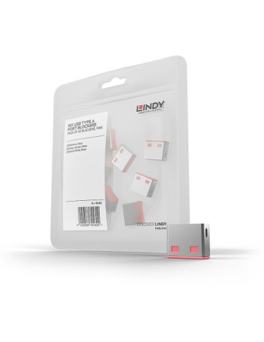 Lindy 40460 bloqueador de puerto USB tipo A Rosa Acrilonitrilo butadieno estireno (ABS) 10 pieza(s)