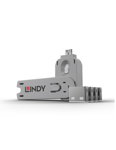 Lindy 40454 bloqueador de puerto Bloqueador de puerto + clave USB tipo A Blanco Acrilonitrilo butadieno estireno (ABS) 5 pieza(s