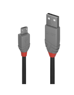 Lindy 36732 cable USB USB 2.0 1 m USB A Micro-USB B Negro, Gris