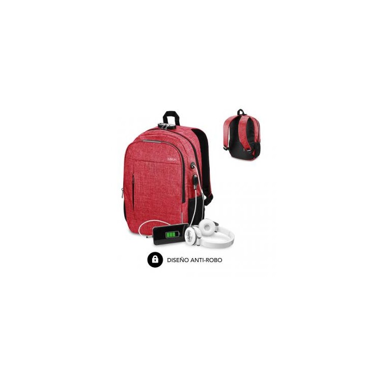 SUBBLIM Mochila para Portátil Urban Lock Backpack 16" Red