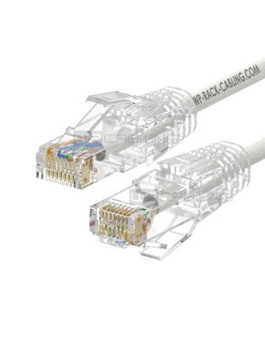 WP CAT 6A U-UTP SLIM PATCH CABLE LENGTH 1 M, AWG 28/7, CU, LS0H, 50U GOLD-PLATED PINS, COLOR WHITE