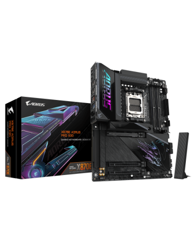 GIGABYTE X870E AORUS PRO X3D Placa Base - Compatible con procesadores AMD Ryzen 9000, VRM digital de 18+2+2 fases, hasta 9000MHz