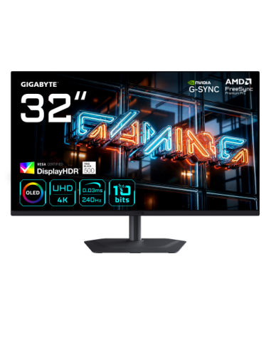 GIGABYTE MO32U24 Monitor Gaming OLED 32” 4K UHD - 3840 x 2160, 240Hz, 0.03ms, 300 cd/m², G-Sync Compatible, FreeSync Premium Pro