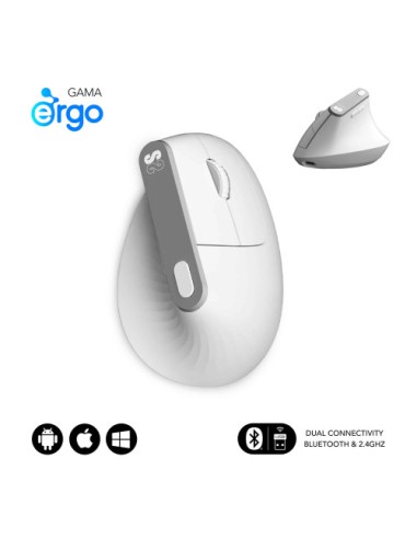 SUBBLIM NATURE VERTICAL ERGO DUAL MOUSE BATTERY WHITE