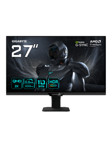 GIGABYTE G27Q20T Monitor Gaming 27” QHD - 2560 x 1440, 200Hz, 0.5ms, Compatible con G-Sync, FreeSync Premium, HDR10, HDMI 2.0, D