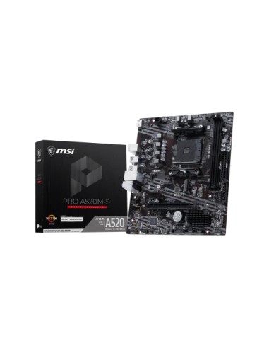 PLACA MSI PRO A520M-S,AMD,AM4,A520,2DDR4,64GB,HDMI+DP,GBLAN,4SATA3+1XM.2,6USB3.2,MATX