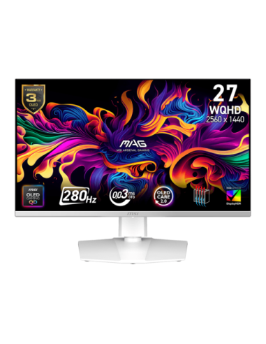 MSI MAG 272QPW QD-OLED X28 pantalla para PC 67,3 cm (26.5") 2560 x 1440 Pixeles Wide Quad HD Blanco