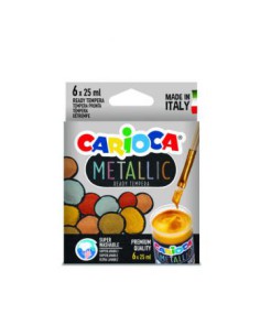 CAJA TÉMPERA METALLIC 6 BOTES 25 ML COLORES METÁLICOS CARIOCA KO026