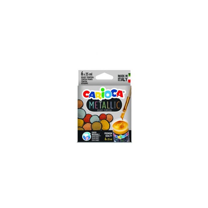 CAJA TÉMPERA METALLIC 6 BOTES 25 ML COLORES METÁLICOS CARIOCA KO026