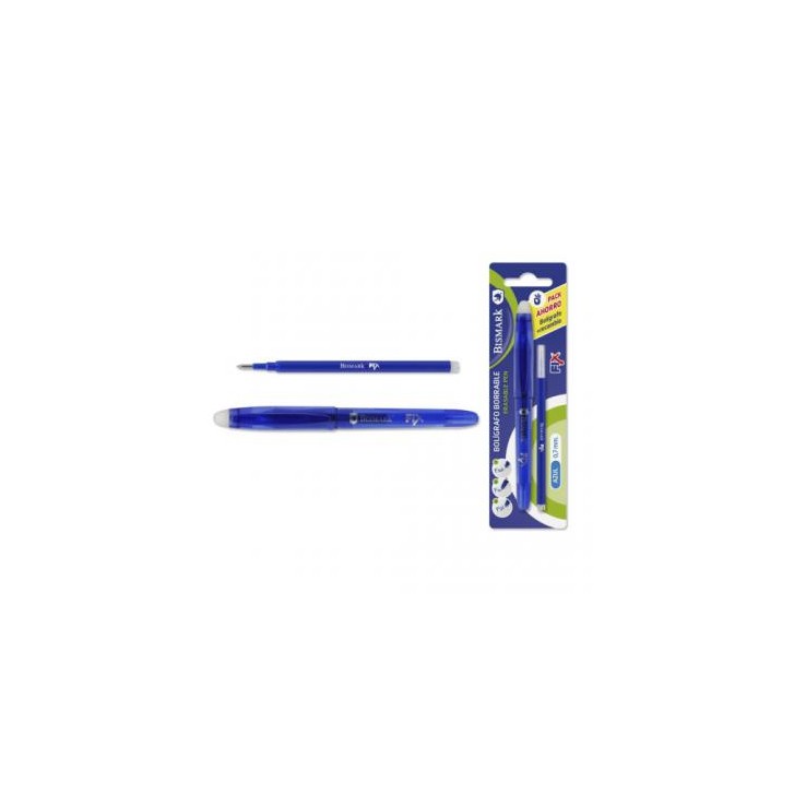 BOLIGRAFO BORRABLE C/CAPUCHON+1 RECAMBIO AZUL BISMARK 329570