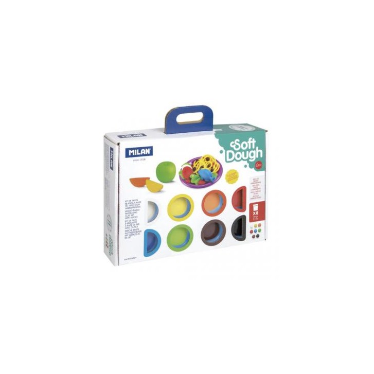 MALETÍN 8 BOTES PASTA BLANDA SOFT DOUGH DE 59GR + HERRAMIENTAS "HORA DE COCINA" MILAN 913308CT