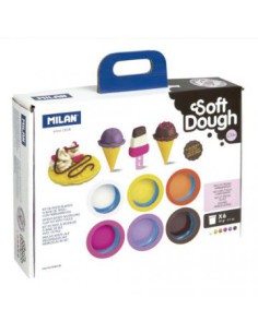 MALETÍN 6 BOTES PASTA BLANDA SOFT DOUGH DE 59GR + HERRAMIENTAS "HELADOS Y GOFRES" MILAN 913306ICW