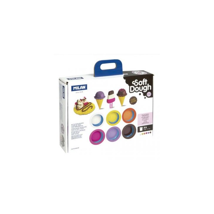 MALETÍN 6 BOTES PASTA BLANDA SOFT DOUGH DE 59GR + HERRAMIENTAS "HELADOS Y GOFRES" MILAN 913306ICW