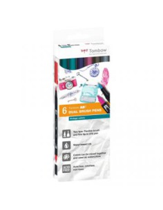 ESTUCHE 6 ROTULADORES DOBLE PUNTA PINCEL. COLORES VINTAGE DUAL BRUSH (CAJA CARTÓN) TOMBOW ABT-6C-5