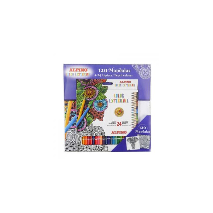 SET LIBRO 120 MANDALAS + 24 LÁPICES COLOR EXPERIENCE ALPINO AL000250