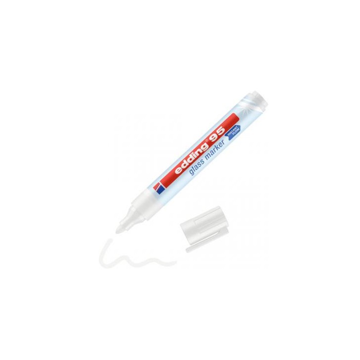 MARCADOR DE PUNTA REDONDA PARA CRISTAL GROSOR DE TRAZO: 1,5 - 3 MM. COLORES: 49. BLANCO EDDING 95-49