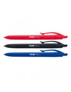 Milan BWM10254 Negro, Azul, Rojo Bolígrafo de punta retráctil con pulsador 4 pieza(s)