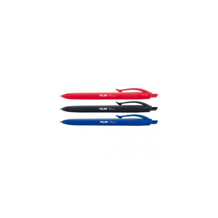 Milan BWM10254 Negro, Azul, Rojo Bolígrafo de punta retráctil con pulsador 4 pieza(s)