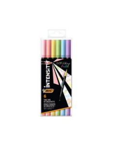 BIC Intensity Dual tip marcador 6 pieza(s) Punta de pincel Azul claro, Verde claro, Rosa claro, Melocotón, Violeta, Amarillo