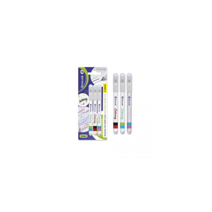 SET 3 ROTULADORES LETTERING DE DOBLE LINEA BICOLOR BISMARK 330009
