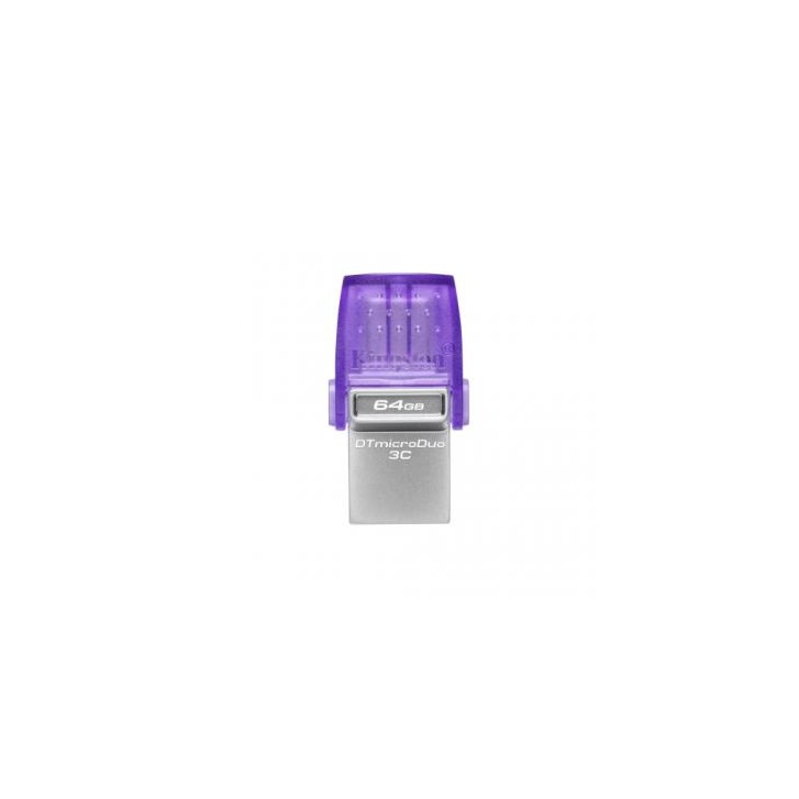Kingston Technology DataTraveler microDuo 3C unidad flash USB 64 GB USB Type-A / USB Type-C 3.2 Gen 1 (3.1 Gen 1) Púrpura, Acero