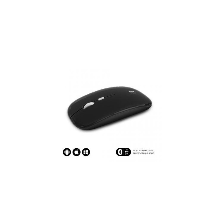 SUBBLIM Ratón Óptico Inalámbrico 2.4G y Bluetooth Dual Flat Mouse Recargable Negro