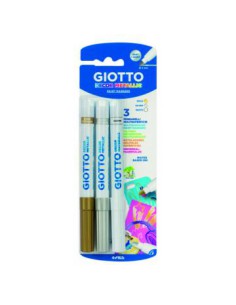 BLÍSTER 3 ROTULADORES DECOR METALLIC ORO, PLATA Y BLANCO GIOTTO F014700