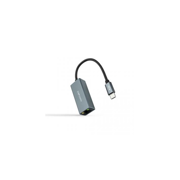 Nanocable Conversor USB-C a Ethernet Gigabit 10/100/1000 Mbps, Aluminio, Gris, 15 cm