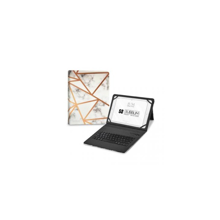 SUBBLIM Funda con Teclado Keytab Pro BT Trendy Marmol Blanco
