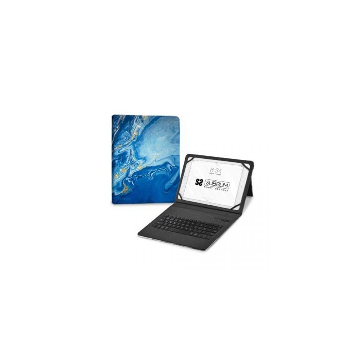 SUBBLIM Funda con Teclado Keytab Pro BT Trendy Marmol Azul